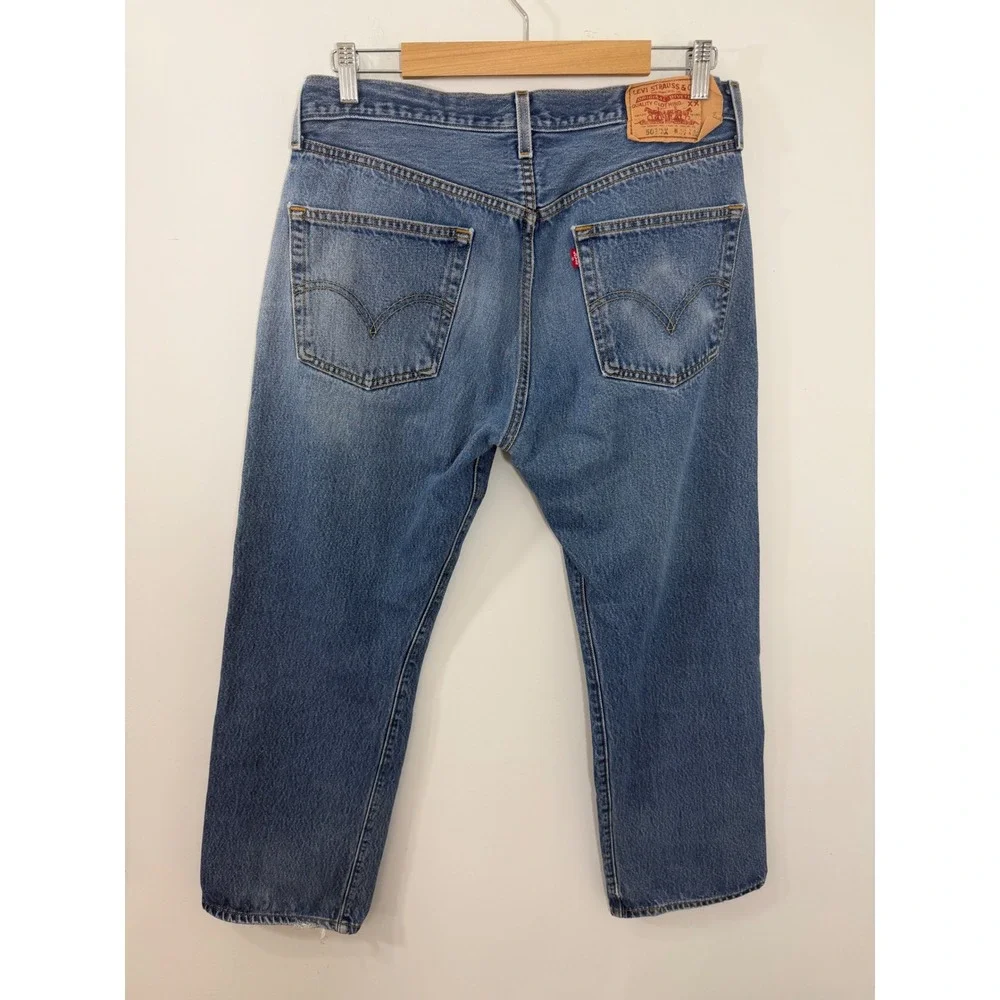 Levis 501XX Mens Straight Leg Button Fly Blue Denim Jeans 34x28 Made in Mexico